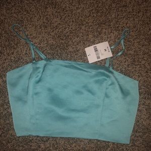 Blue silk crop top